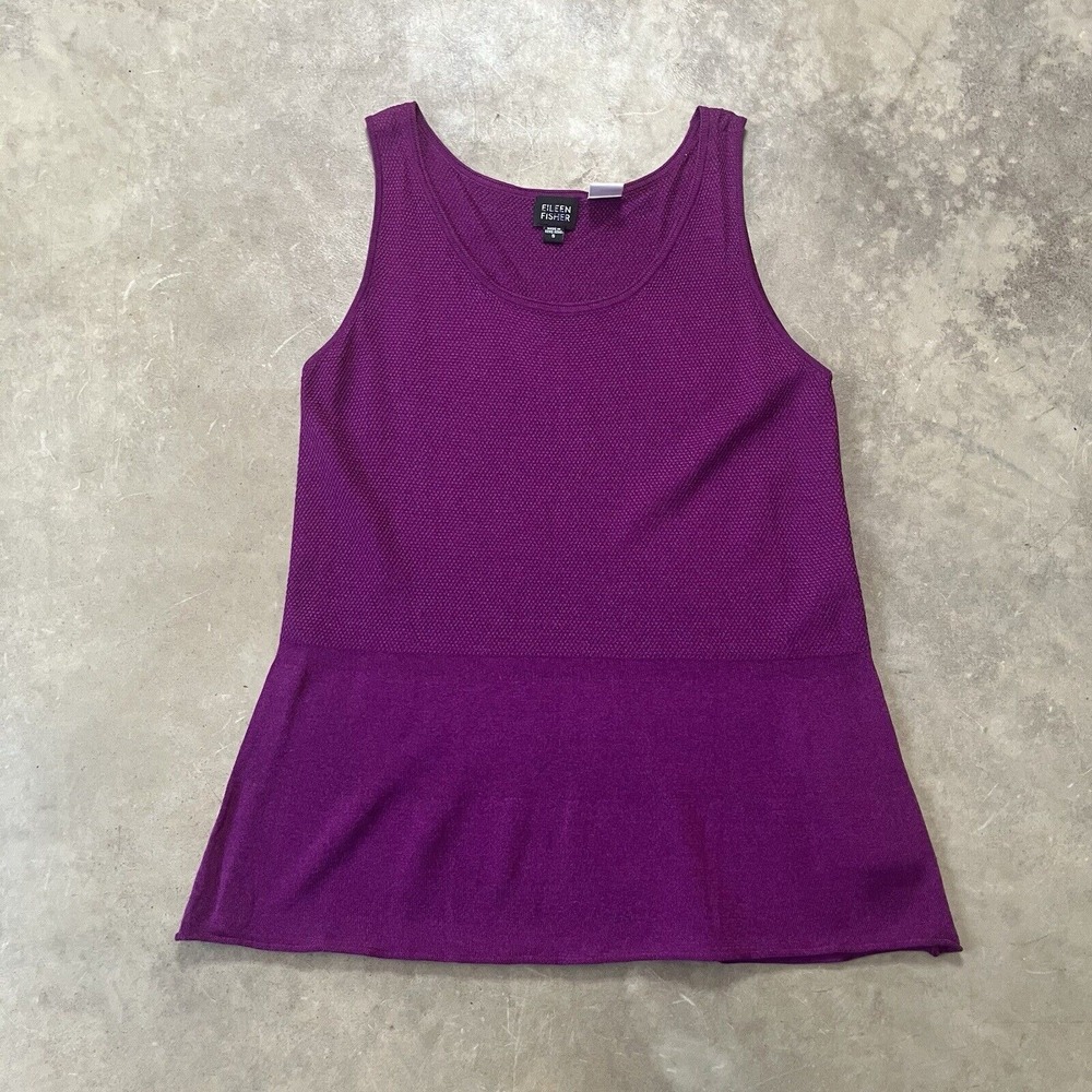 Eileen Fisher Shirt Womens Small Knit Rayon Cotton Tank‎ Top Purple